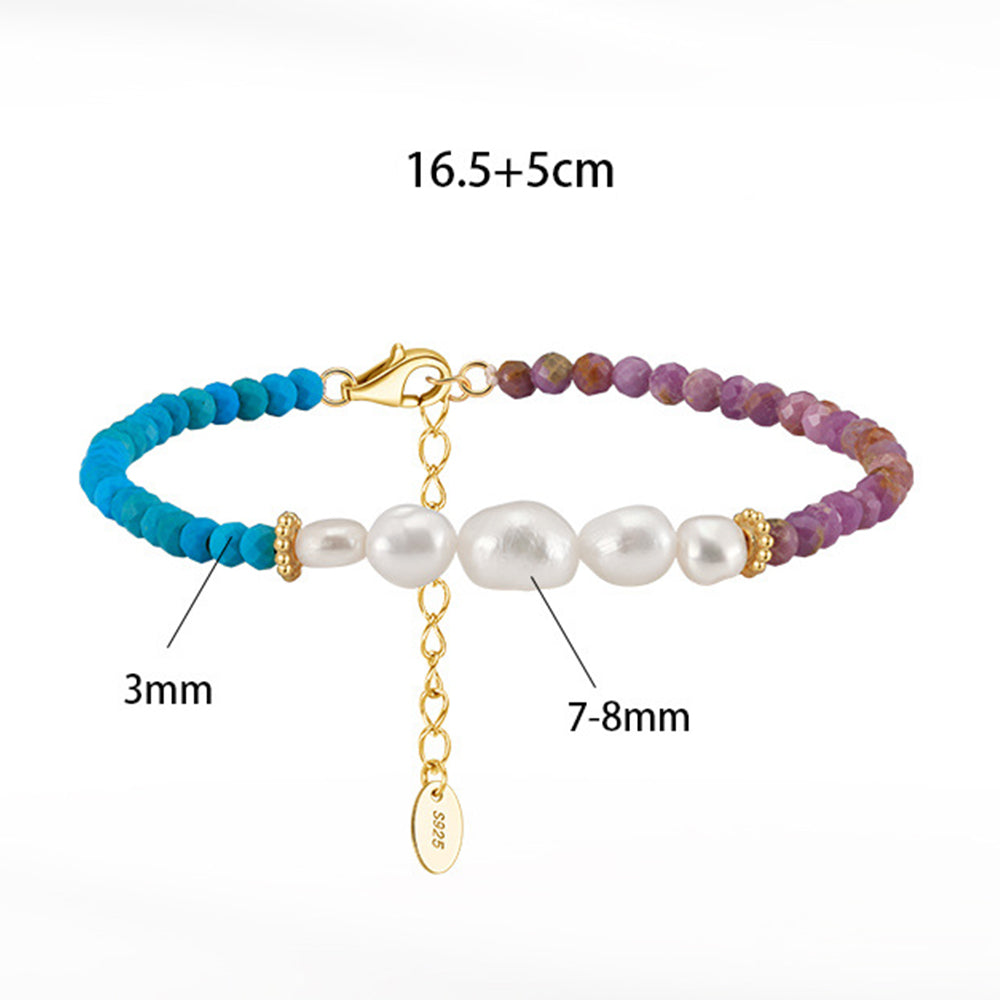 925 Sterling Silver Pearl Bracelet Fashion Jewelry Gift for Women Girls