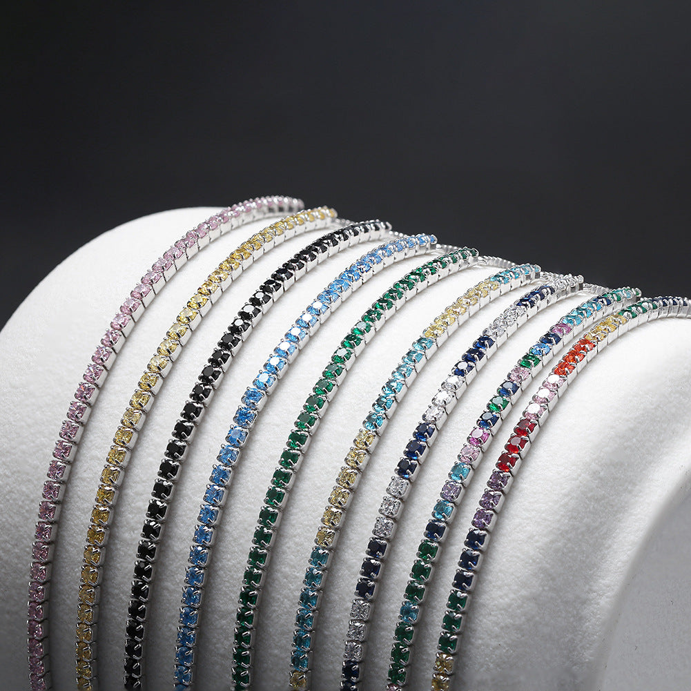 925 Sterling Silver 2mm Tennis Adjustable Bracelet
