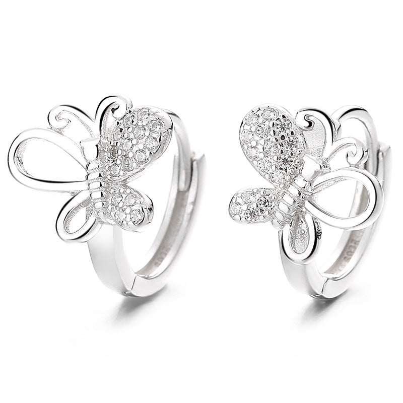 925 Sterling Silver Butterfly Hoop Earrings