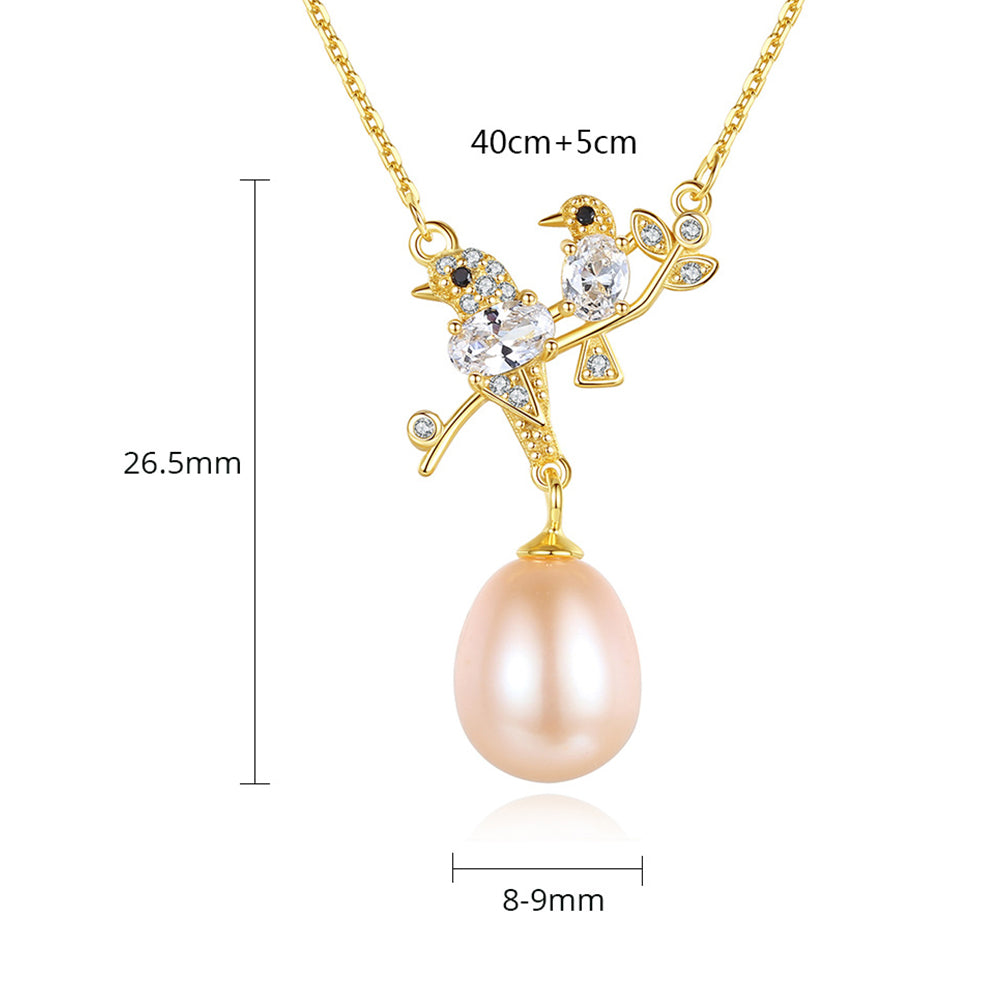 925 Sterling Silver Natural Pearl Drop Necklace Fashion Jewelry Gift for Women Girls