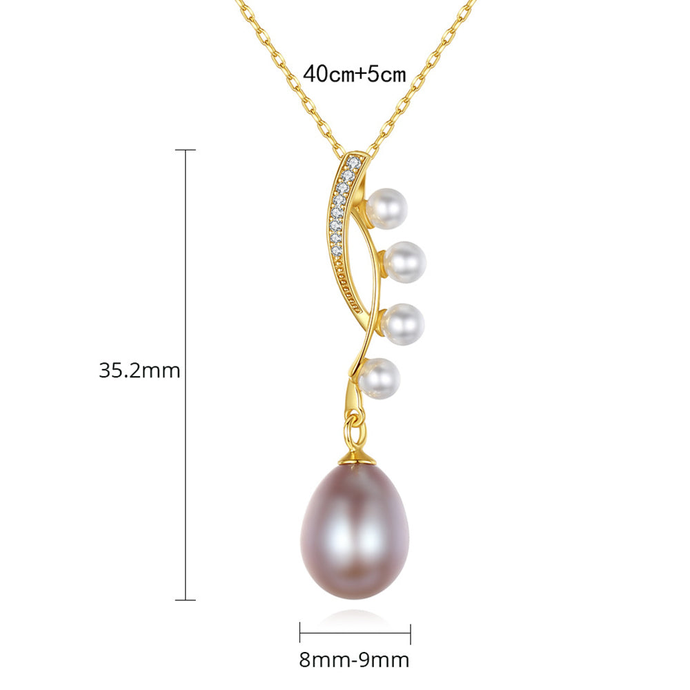 925 Sterling Silver Natural Pearl Drop Necklace Fashion Jewelry Gift for Women Girls