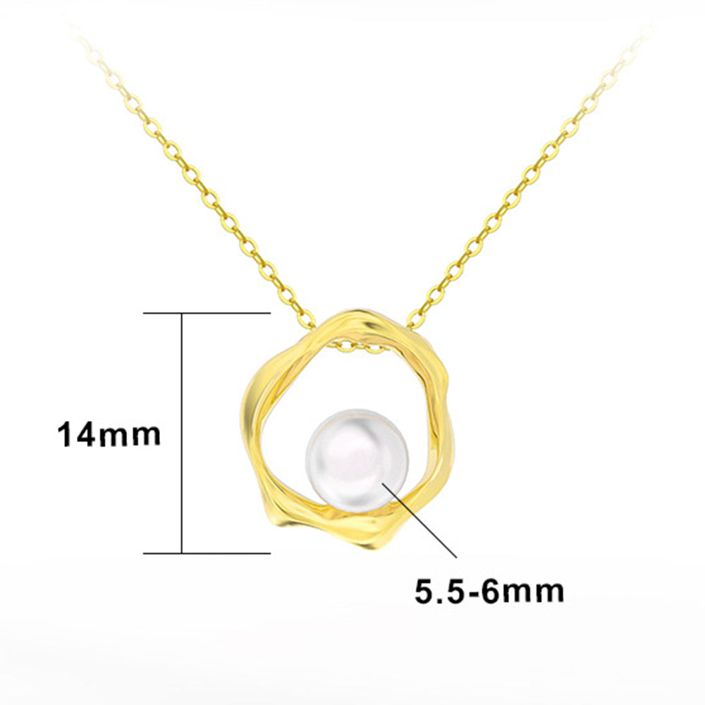 925 Sterling Silver Natural Pearl Necklace Fashion Jewelry Gift for Women Girls