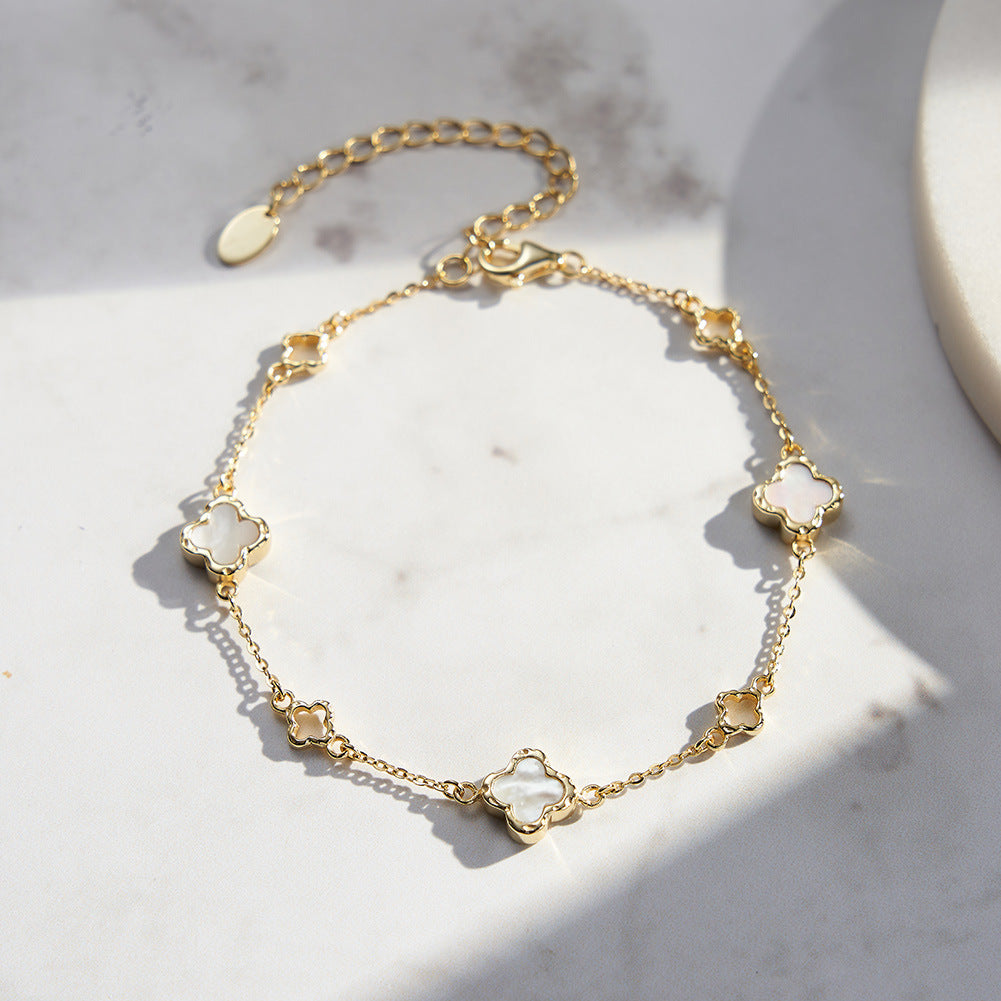 925 Sterling Silver Pearl Bracelet Fashion Jewelry Gift for Women Girls