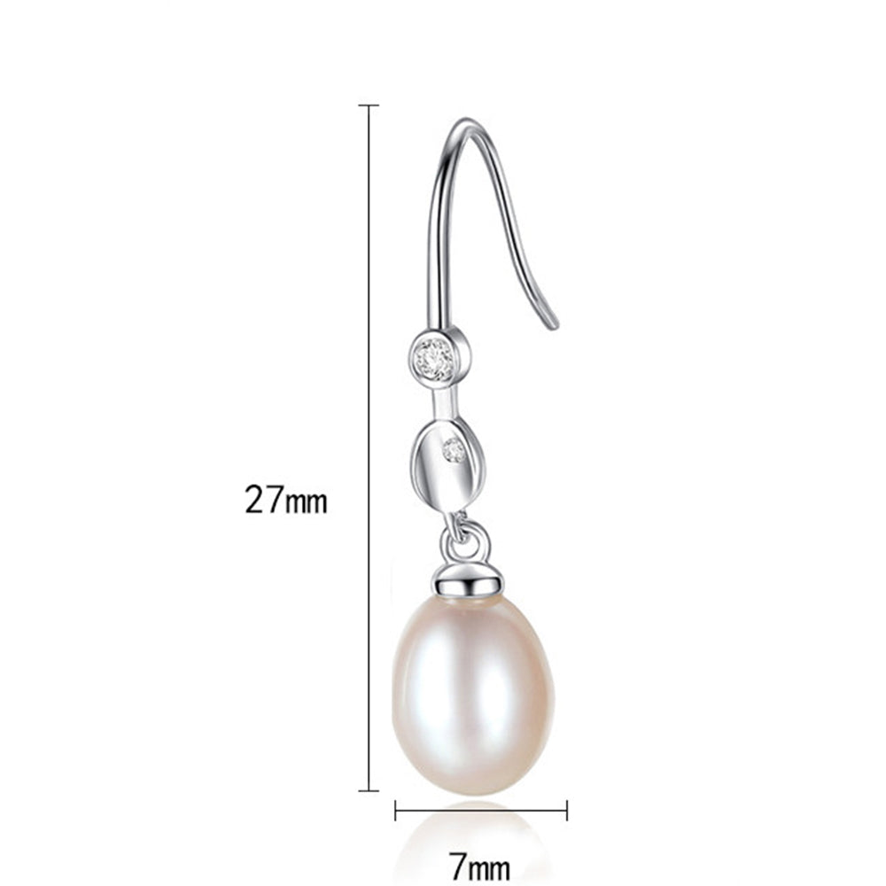 925 Sterling Silver Natural Pearl Drop Earrings Fashion Jewelry Gift for Women Girls