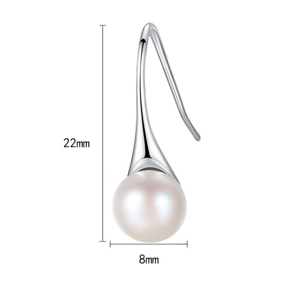 925 Sterling Silver Natural Pearl Drop Earrings Fashion Jewelry Gift for Women Girls