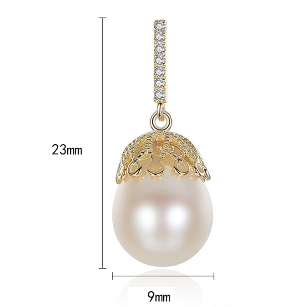 925 Sterling Silver Natural Pearl Drop Earrings Fashion Jewelry Gift for Women Girls