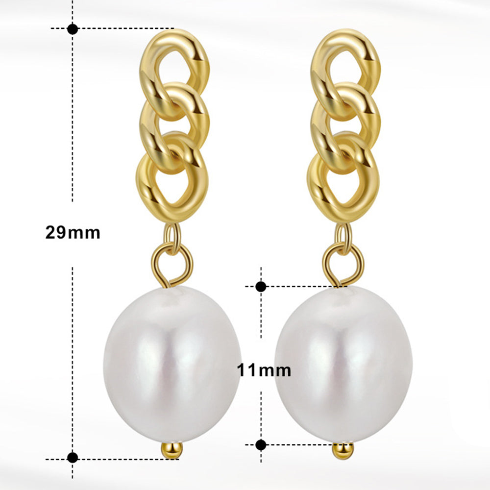 Pendientes de perlas naturales de plata de ley 925, joyería de moda, regalo para mujeres y niñas.