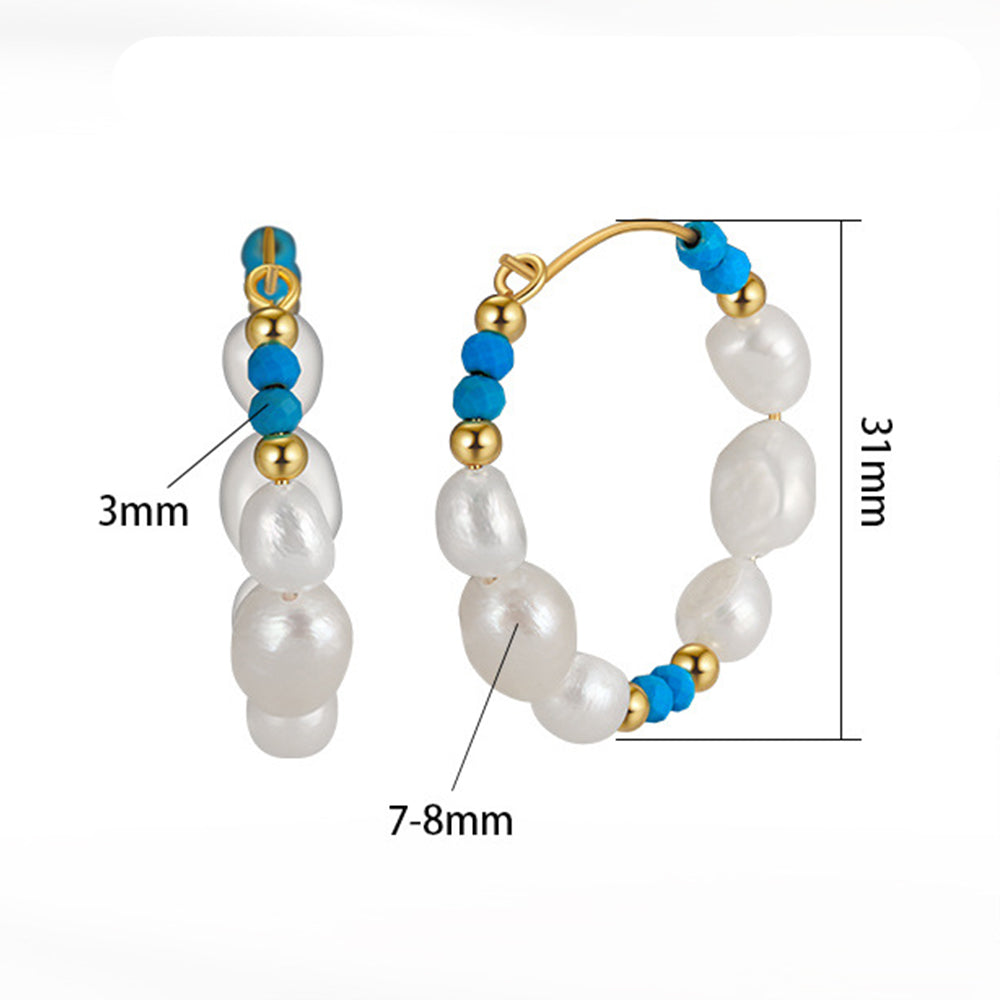 925 Sterling Silver Natural Pearl Earrings Fashion Jewelry Gift for Women Girl