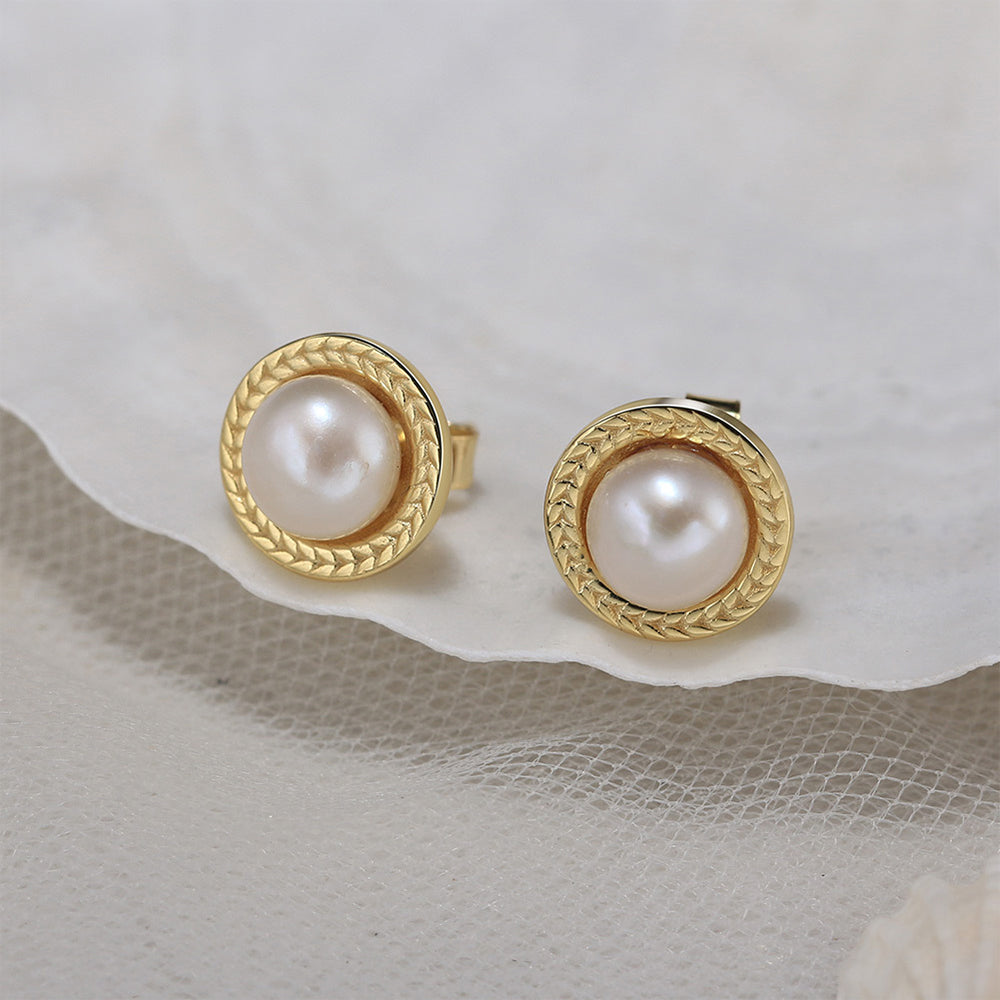 925 Sterling Silver Natural Pearl Earrings Fashion Jewelry Gift for Women Girl