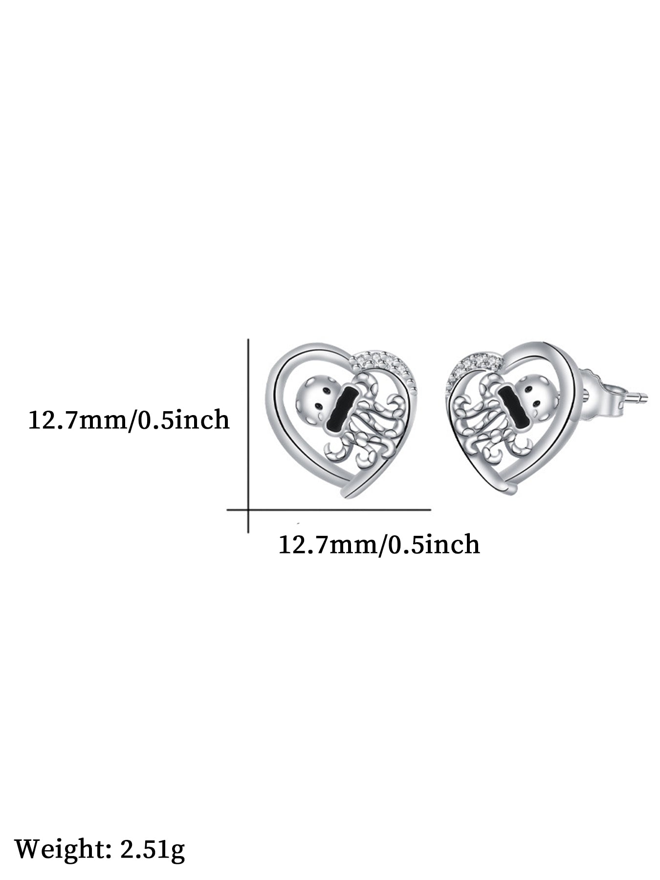 Squidward Design Heart Shaped Earrings, Stud Earrings, Fashion Jewelry for Party, Daily Clothing Decor, Trendy All-match & Exquisite Jewelry for Gift