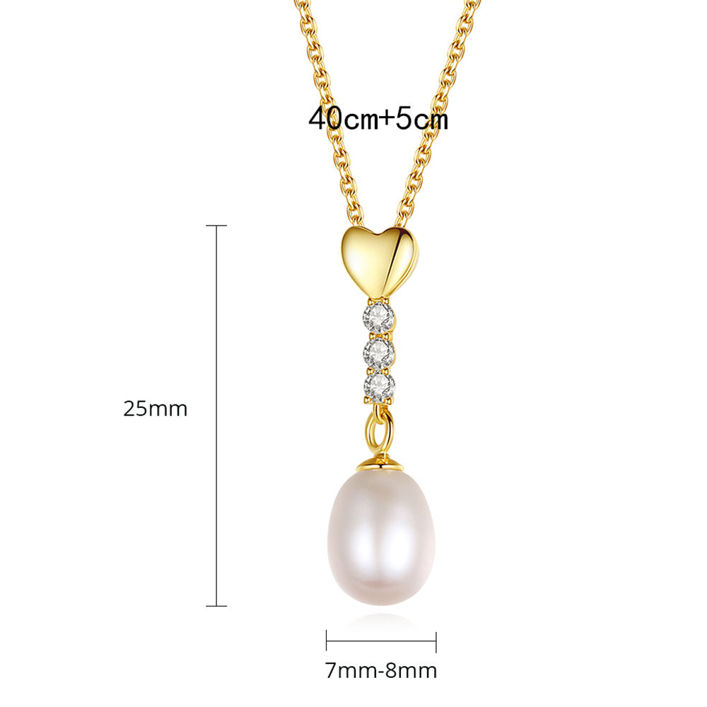925 Sterling Silver Natural Pearl Drop Necklace Fashion Jewelry Gift for Women Girls