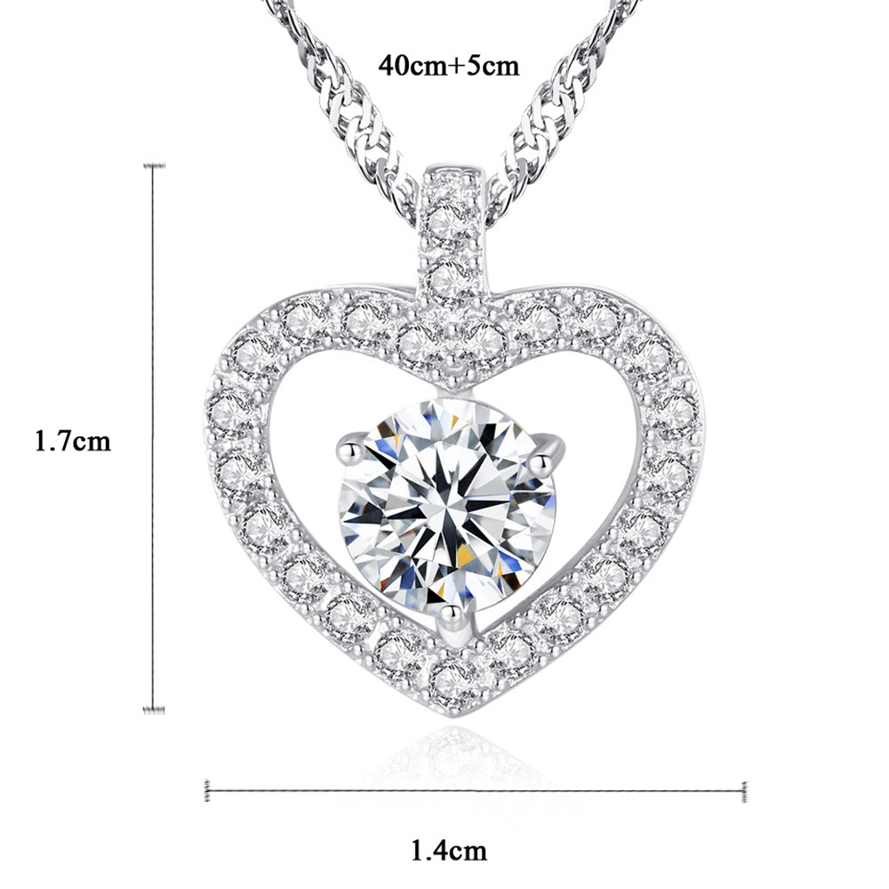 925 Sterling Silver Heart Necklace Fashion Jewelry Gift for Women Girls