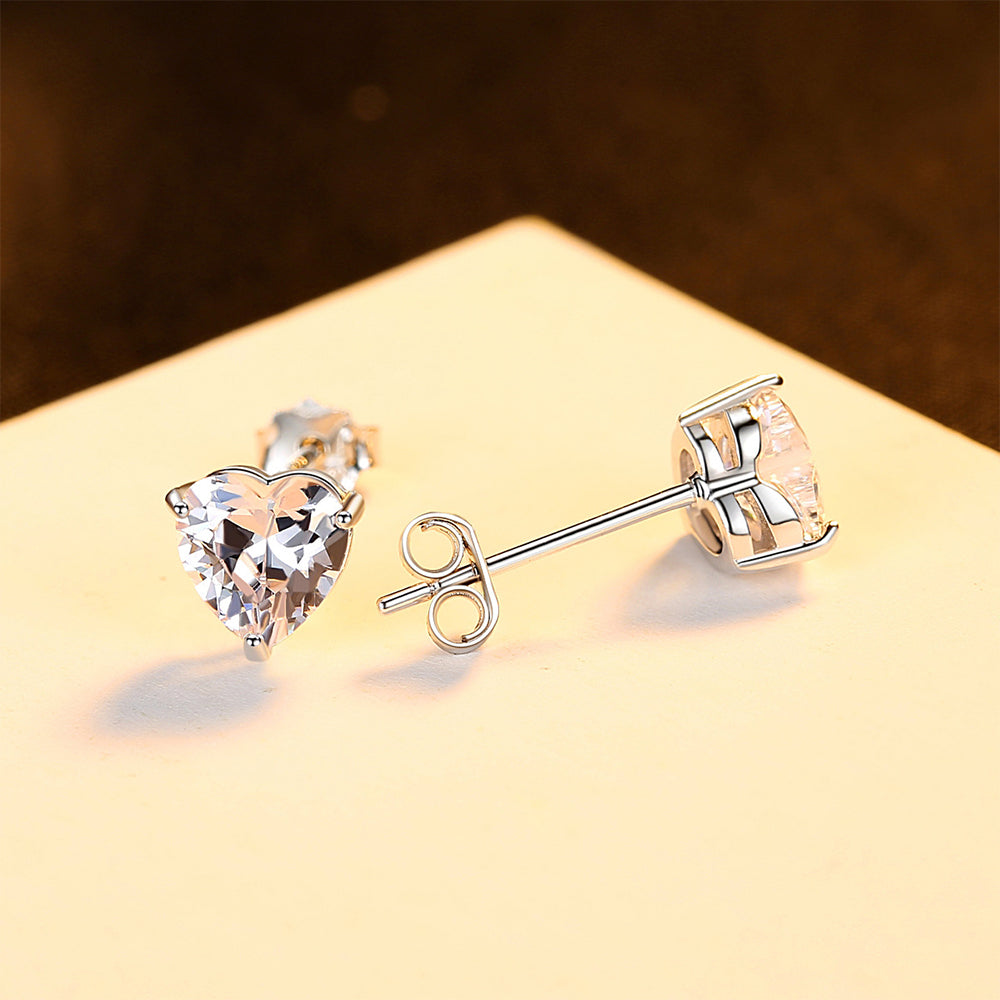 925 Sterling Silver Heart Earrings Fashion Jewelry Gift for Women Girls