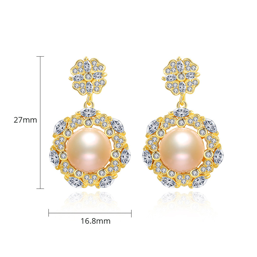 Pendientes colgantes de perla natural de plata de ley 925, joyería de moda, regalo para mujeres y niñas.
