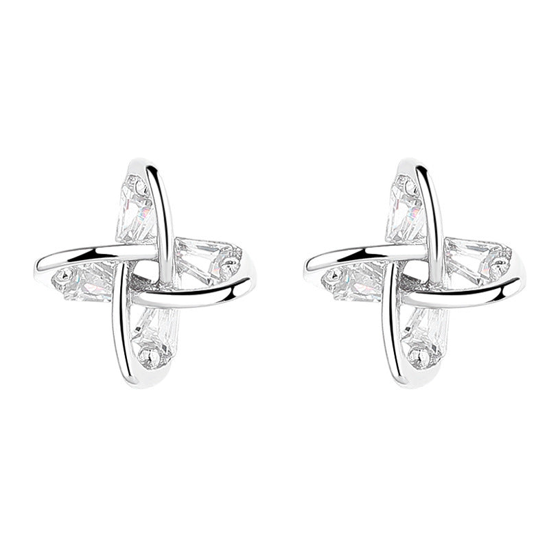 925 Sterling Silver Cross Screw Back Stud Earrings