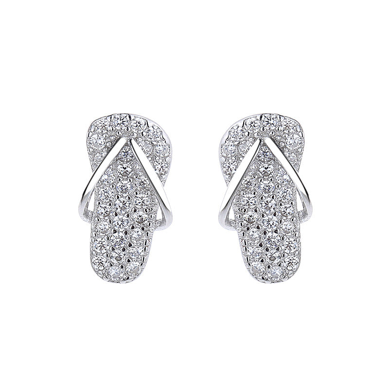 925 Sterling Silver Slippers Screw Back Stud Earrings