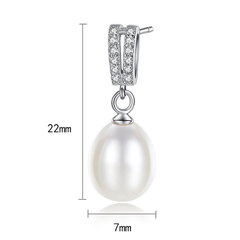 925 Sterling Silver Natural Pearl Drop Earrings Fashion Jewelry Gift for Women Girls