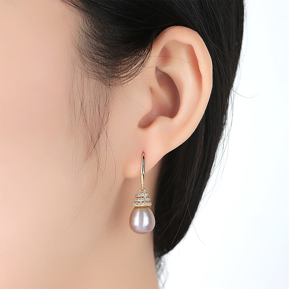 925 Sterling Silver Natural Pearl Drop Earrings Fashion Jewelry Gift for Women Girls