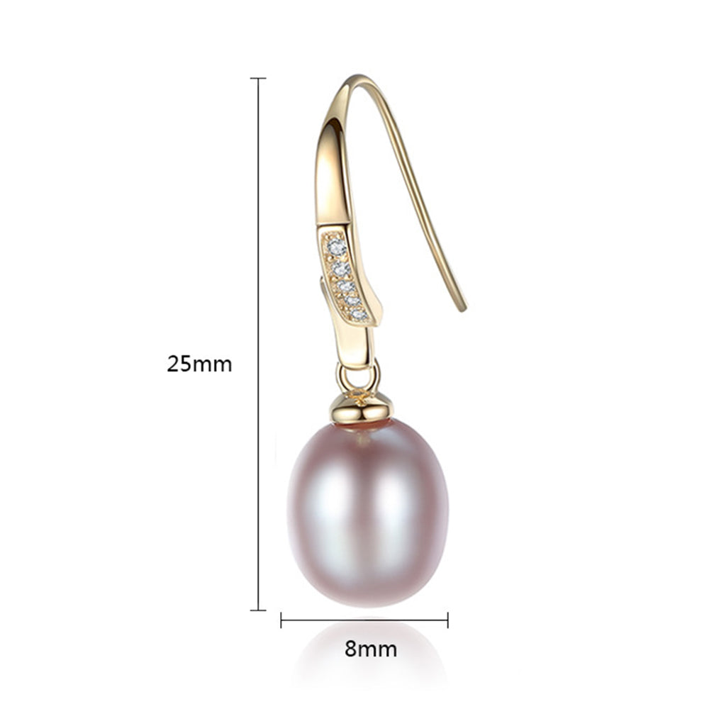 925 Sterling Silver Natural Pearl Drop Earrings Fashion Jewelry Gift for Women Girls