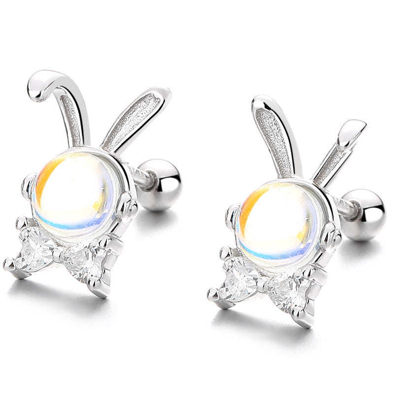 925 Sterling Silver Rabbit Screw Back Stud Earrings