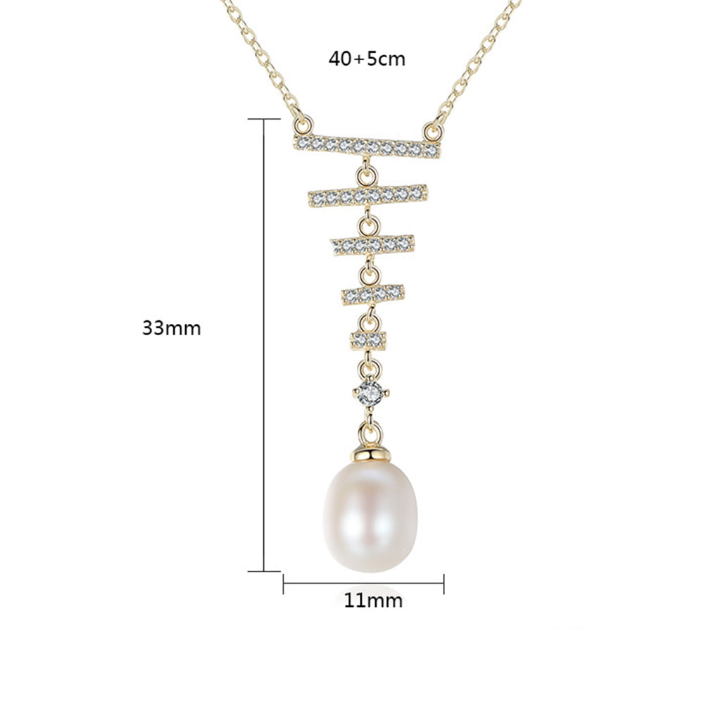 925 Sterling Silver Natural Pearl Drop Necklace Fashion Jewelry Gift for Women Girls