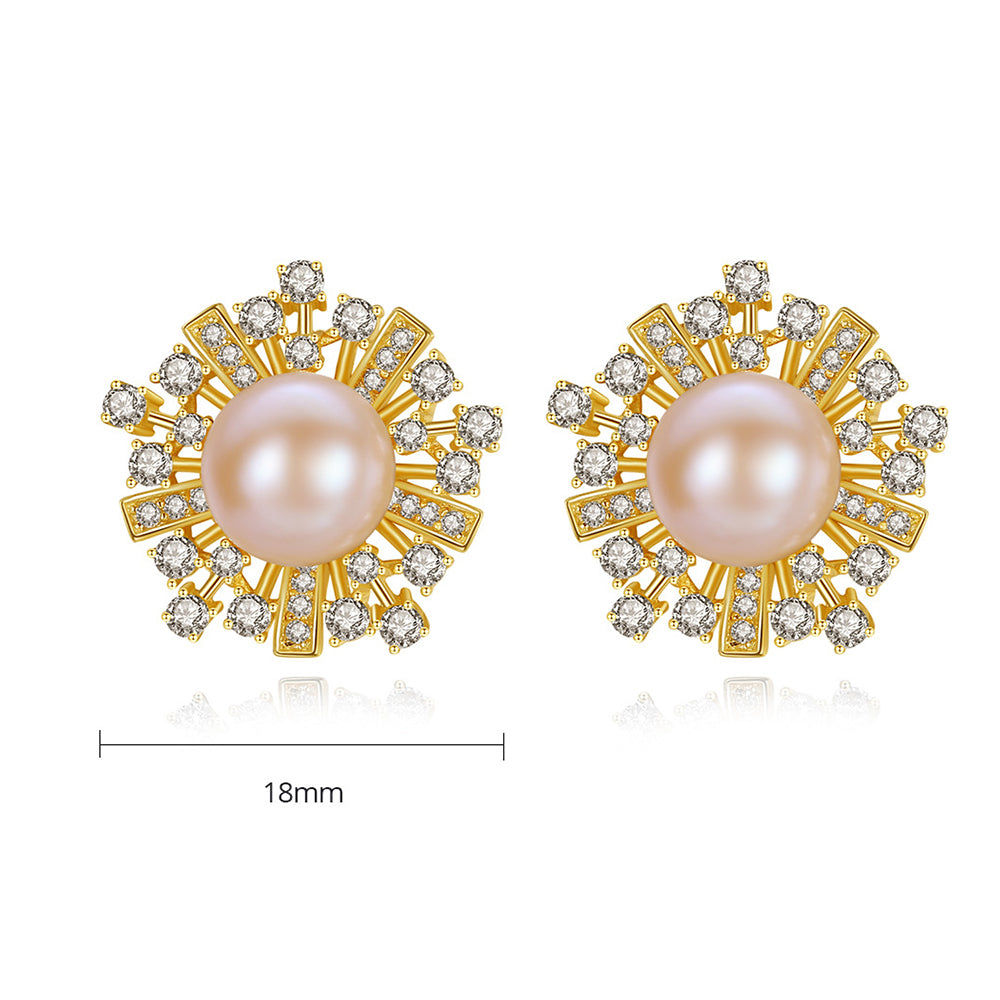 925 Sterling Silver Natural Pearl Stud Earrings Fashion Jewelry Gift for Women Girls