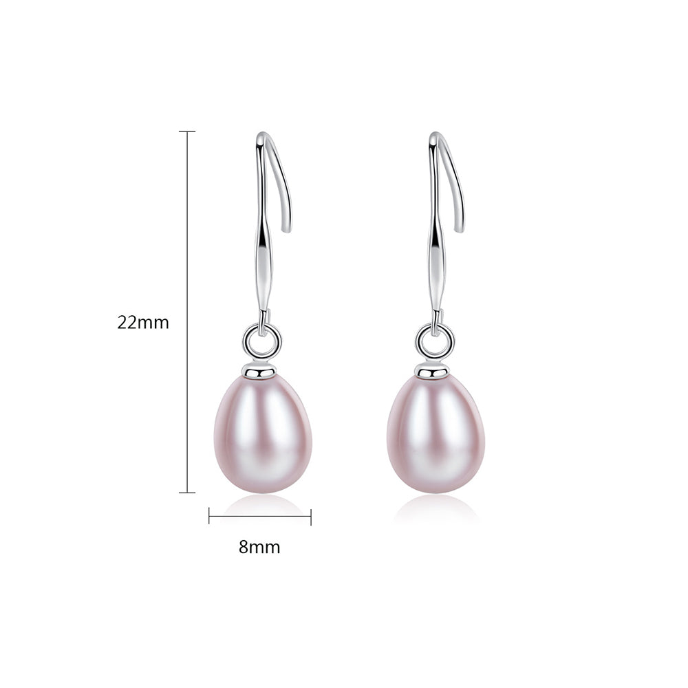 925 Sterling Silver Natural Pearl Drop Earrings Fashion Jewelry Gift for Women Girls