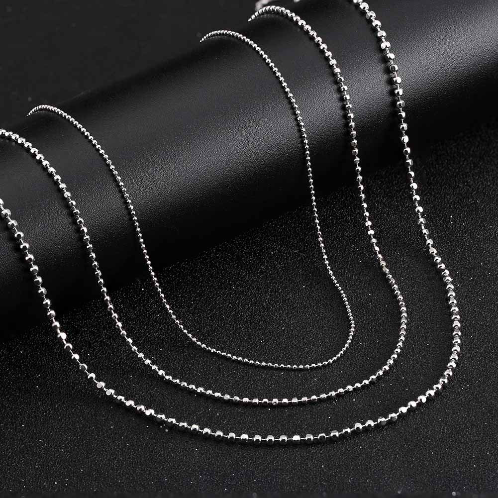 925 Sterling Silver Hammered Ball Beads Chain