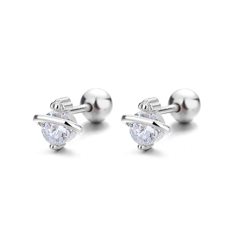 925 Sterling Silver Satellite Screw Back Stud Earrings