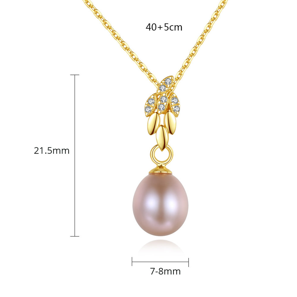 925 Sterling Silver Natural Pearl Drop Necklace Fashion Jewelry Gift for Women Girls