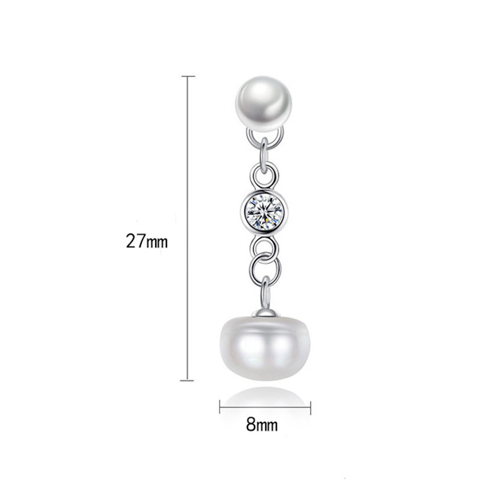 925 Sterling Silver Natural Pearl Drop Earrings Fashion Jewelry Gift for Women Girls