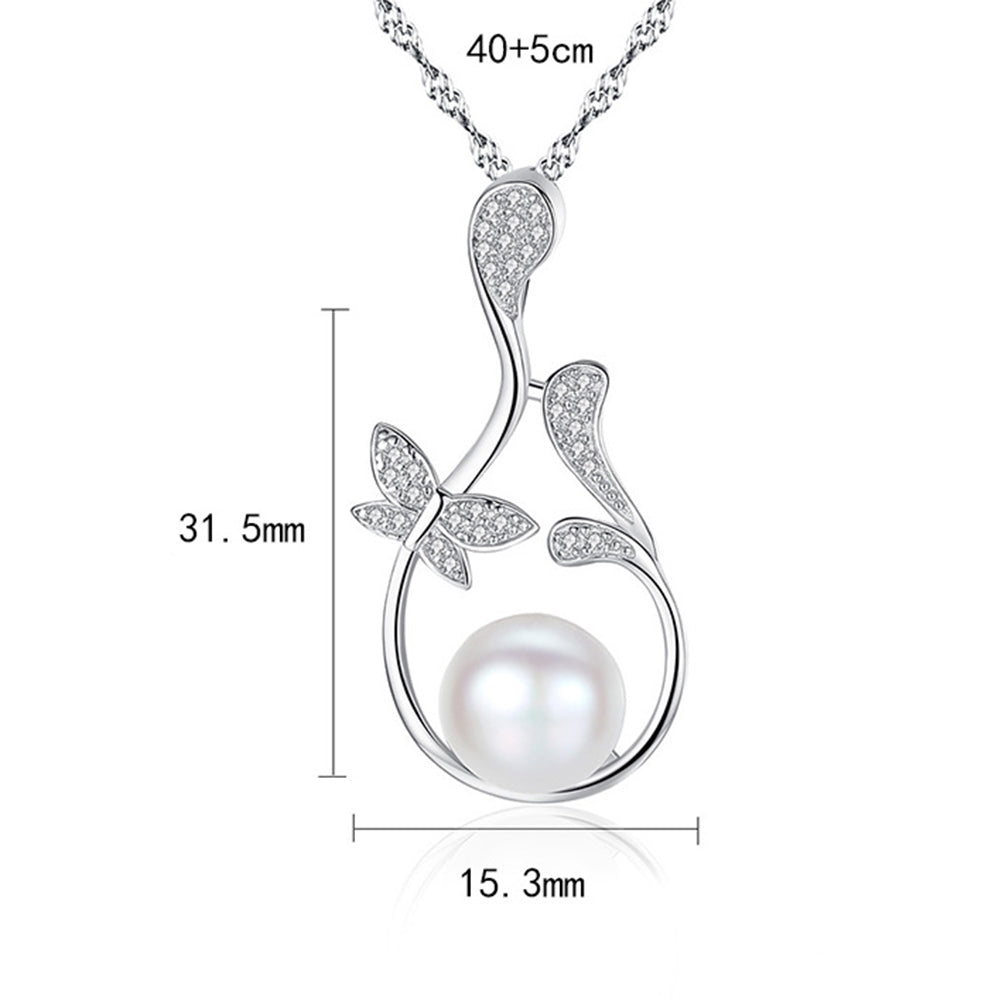 925 Sterling Silver Natural Pearl Drop Necklace Fashion Jewelry Gift for Women Girls
