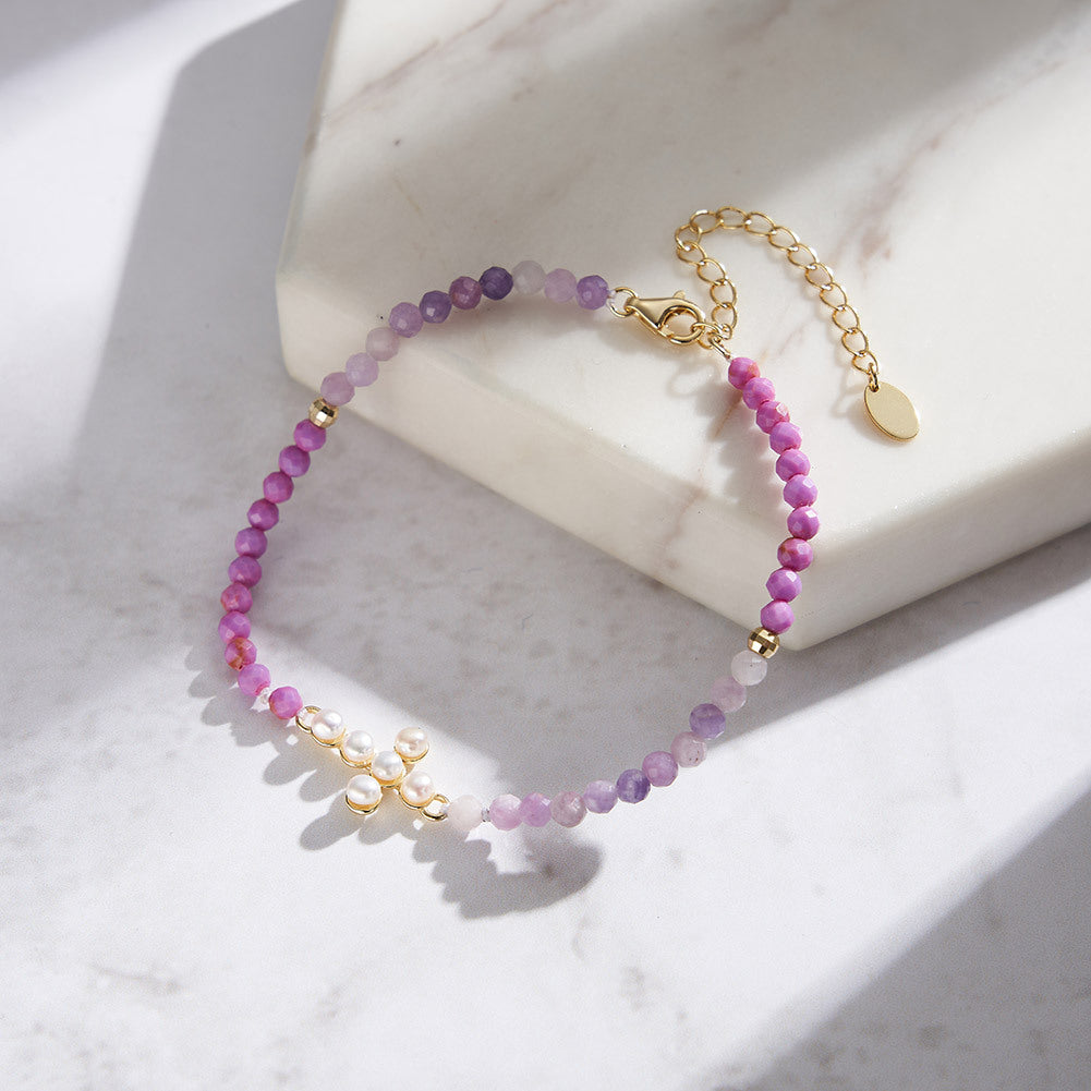 925 Sterling Silver Pearl Bracelet Fashion Jewelry Gift for Women Girls