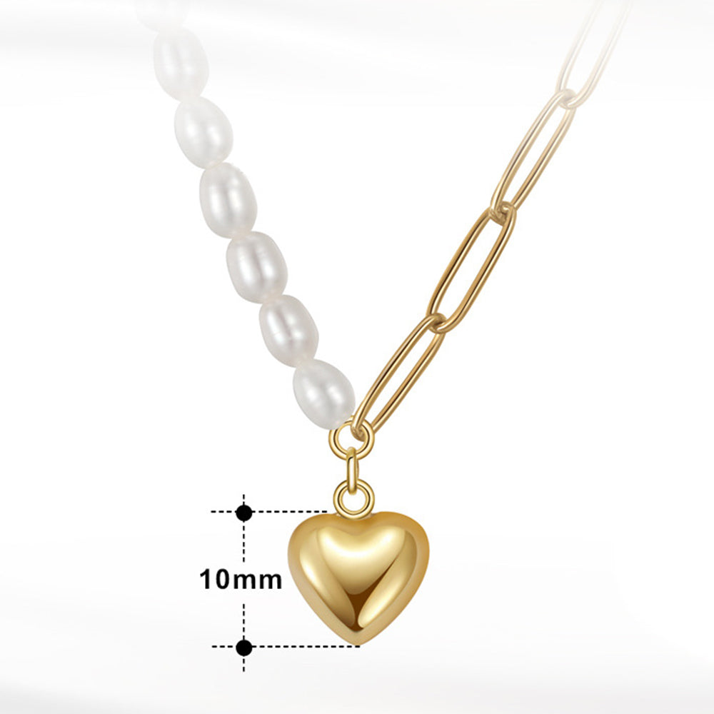 925 Sterling Silver Natural Pearl Necklace Fashion Jewelry Gift for Women Girls