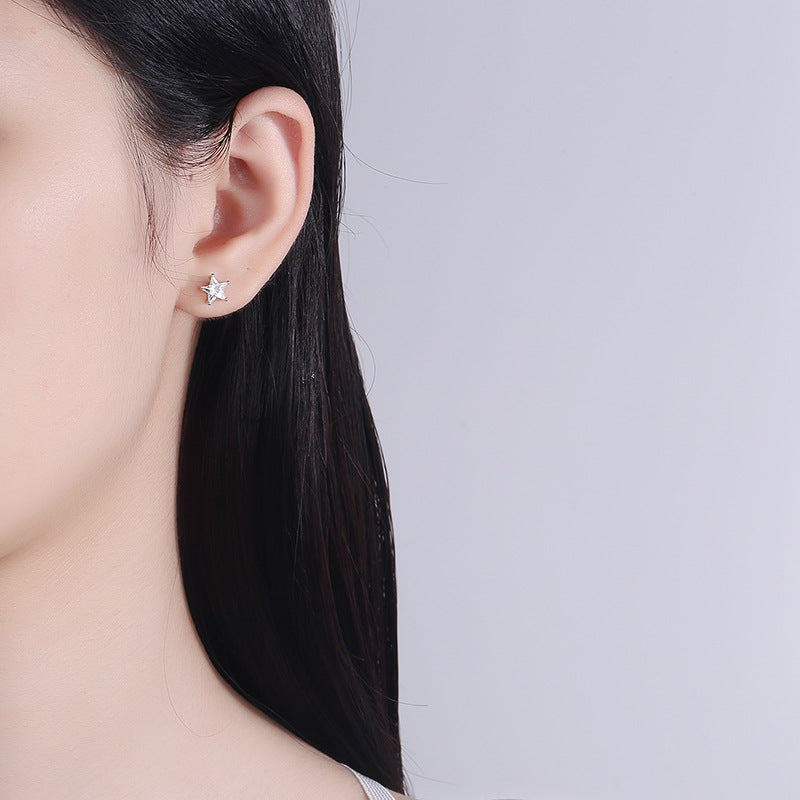 925 Sterling Silver Zircon Screw Back Stud Earrings