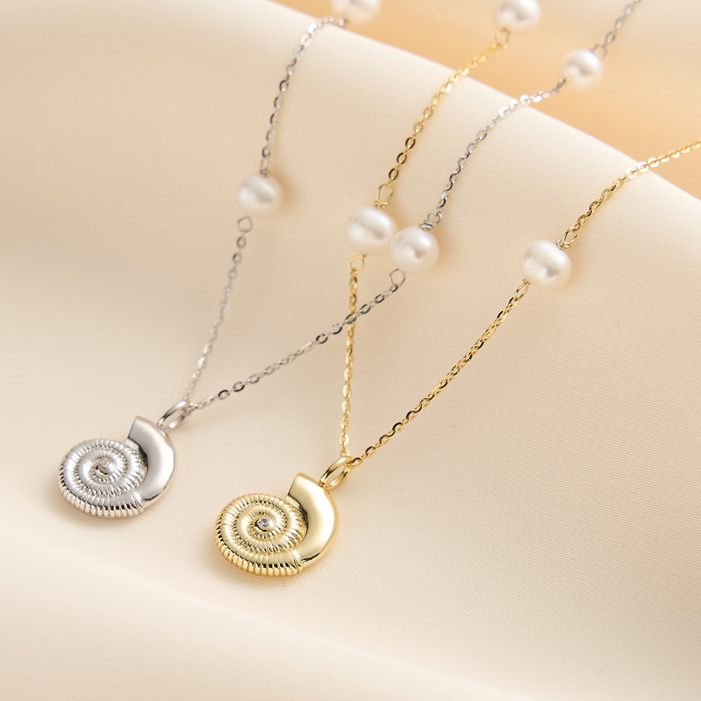 925 Sterling Silver Natural Pearl Necklace Fashion Jewelry Gift for Women Girls