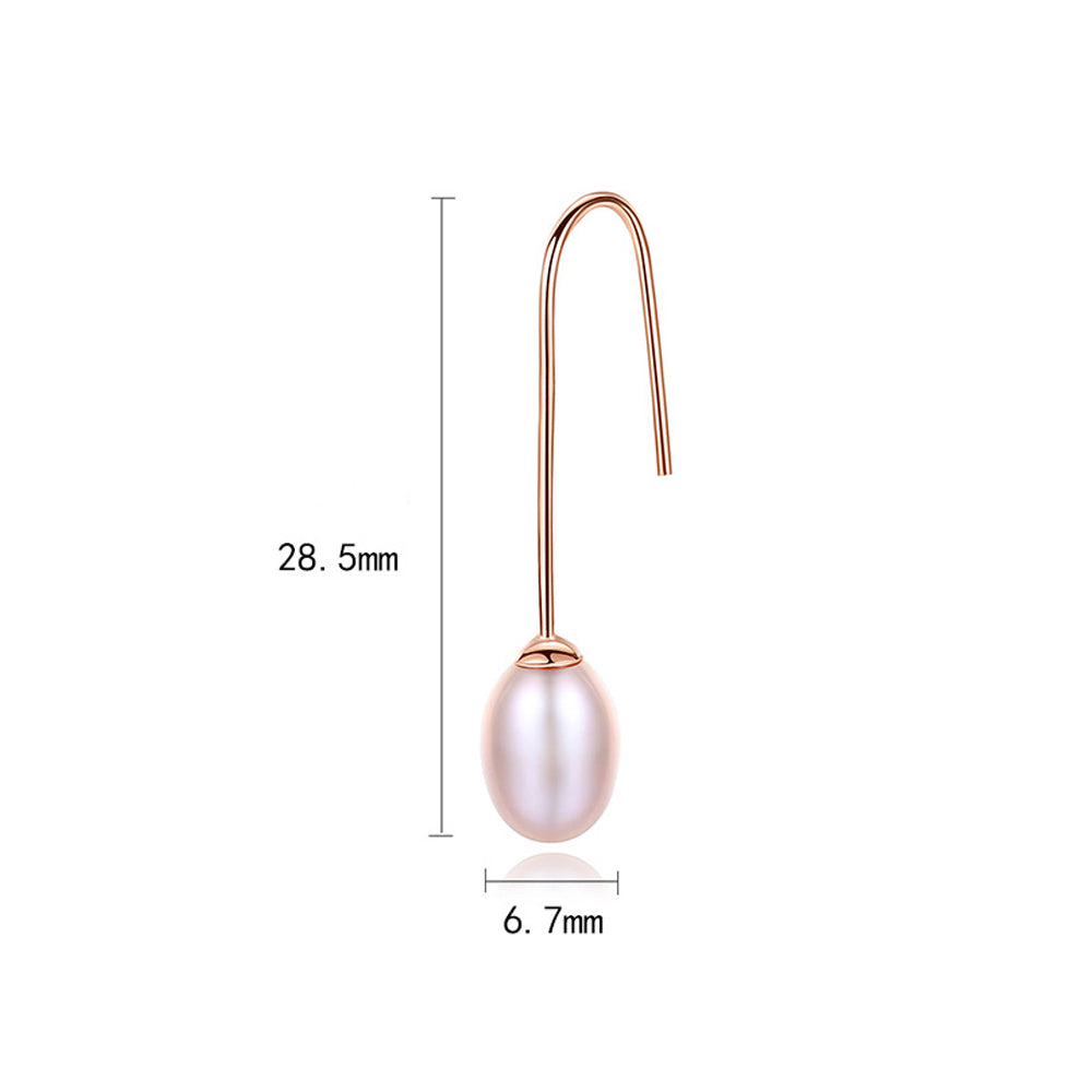 925 Sterling Silver Natural Pearl Long Drop Earrings Fashion Jewelry Gift for Women Girls