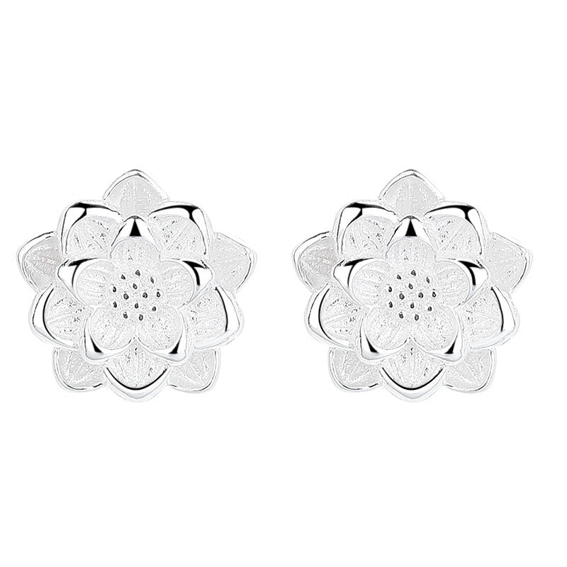 925 Sterling Silver Flower Screwed Earrings