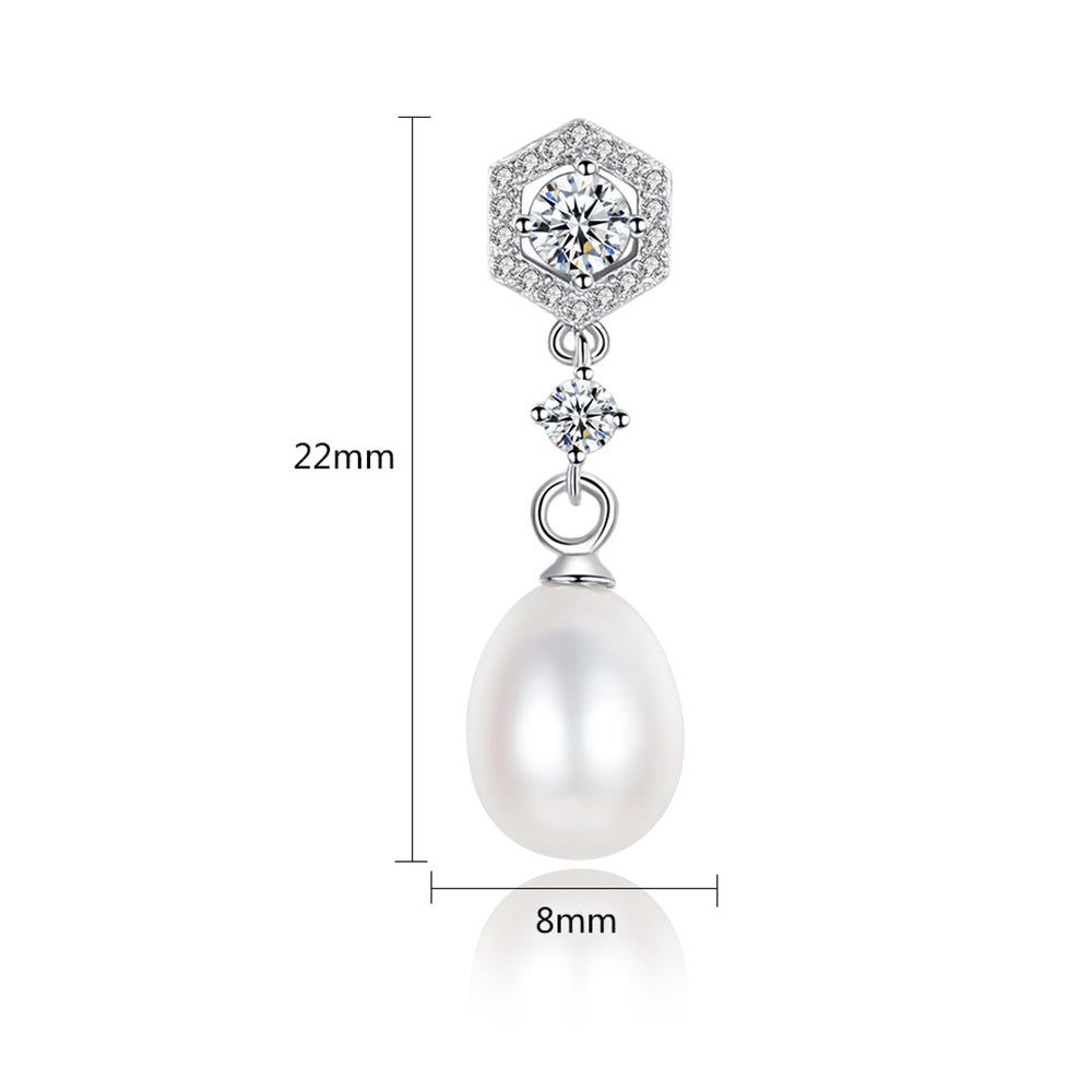 925 Sterling Silver Natural Pearl Drop Earrings Fashion Jewelry Gift for Women Girls