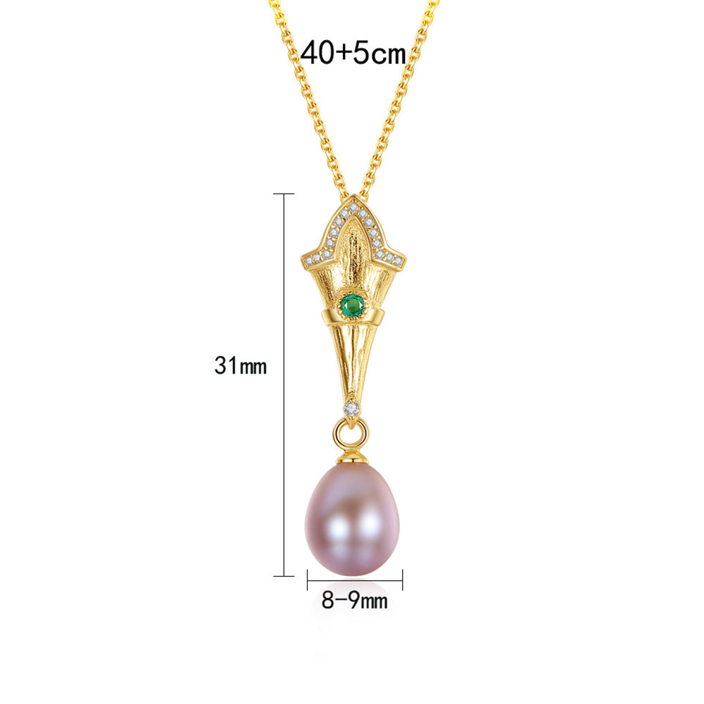 925 Sterling Silver Natural Pearl Drop Necklace Fashion Jewelry Gift for Women Girls