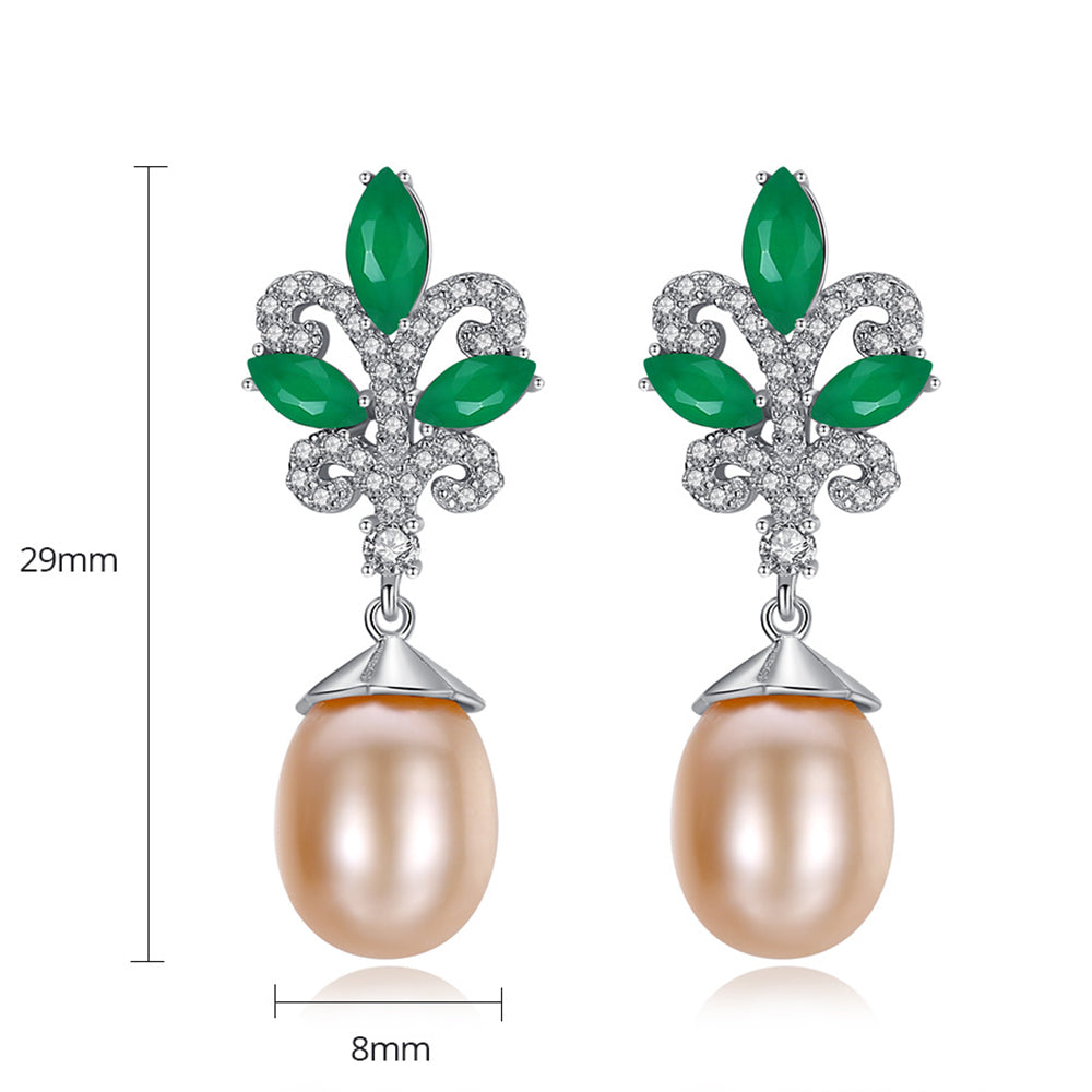 925 Sterling Silver Natural Pearl Drop Earrings Fashion Jewelry Gift for Women Girls