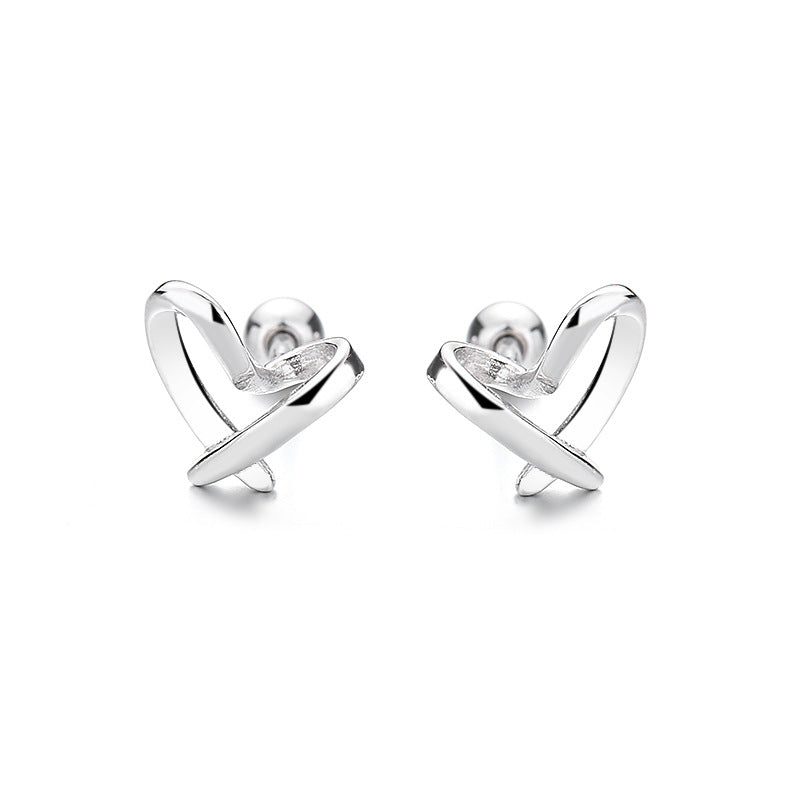 925 Sterling Silver Heart Screw Back Stud Earrings