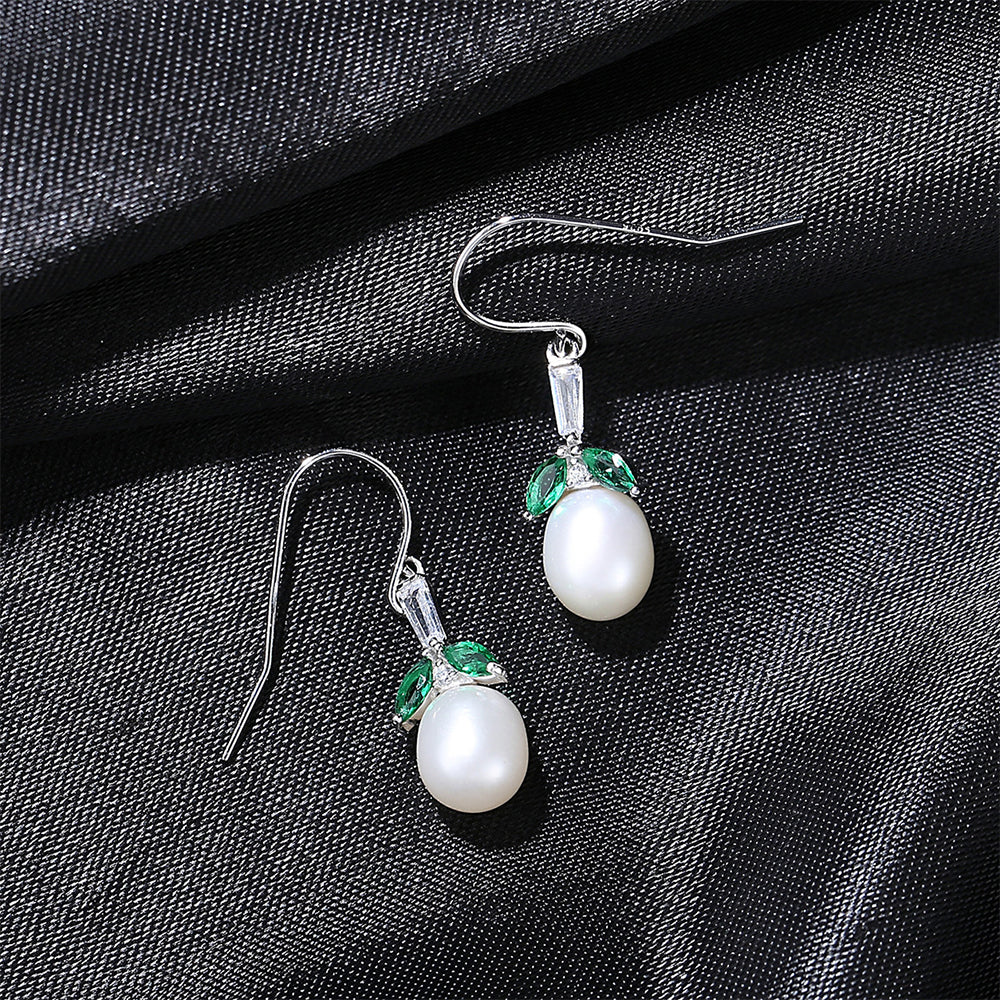 925 Sterling Silver Natural Pearl Drop Earrings Fashion Jewelry Gift for Women Girls(复制)