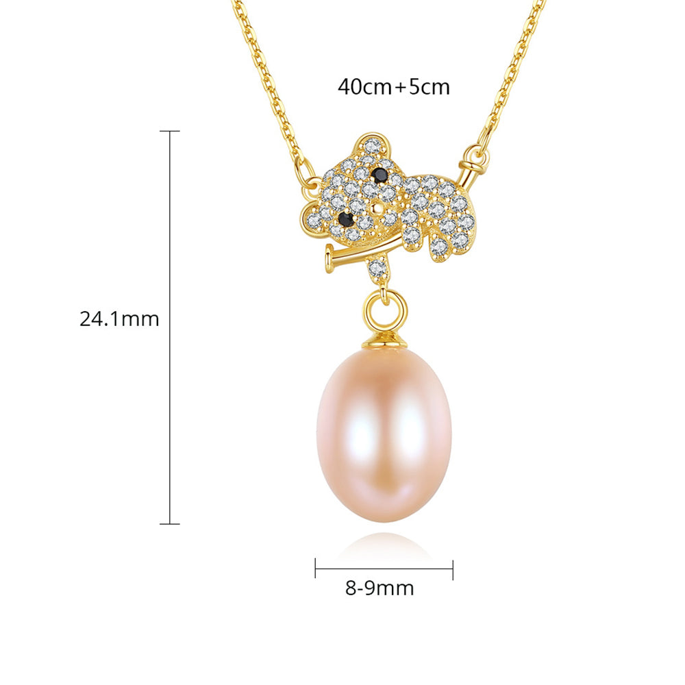 925 Sterling Silver Natural Pearl Drop Necklace Fashion Jewelry Gift for Women Girls