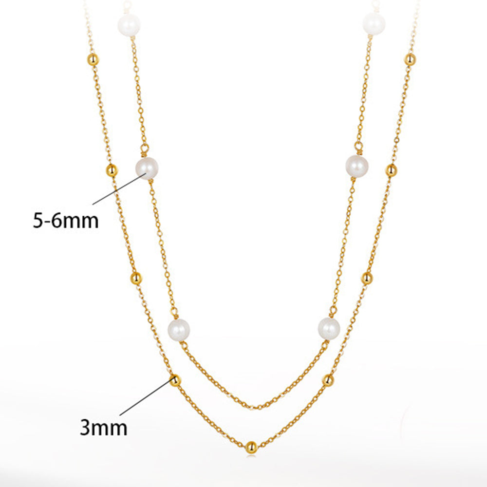 925 Sterling Silver Natural Pearl Necklace Fashion Jewelry Gift for Women Girls