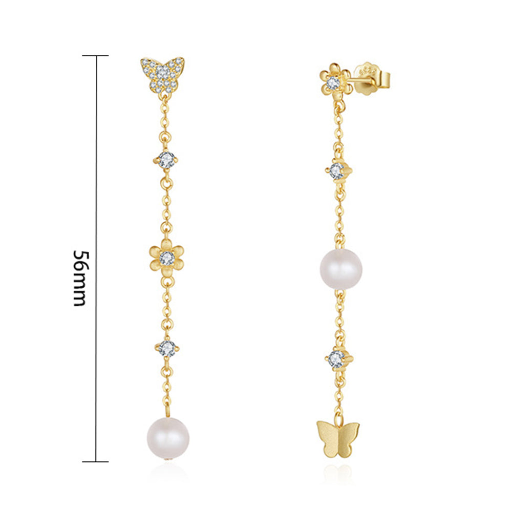 925 Sterling Silver Natural Pearl Earrings Fashion Jewelry Gift for Women Girl