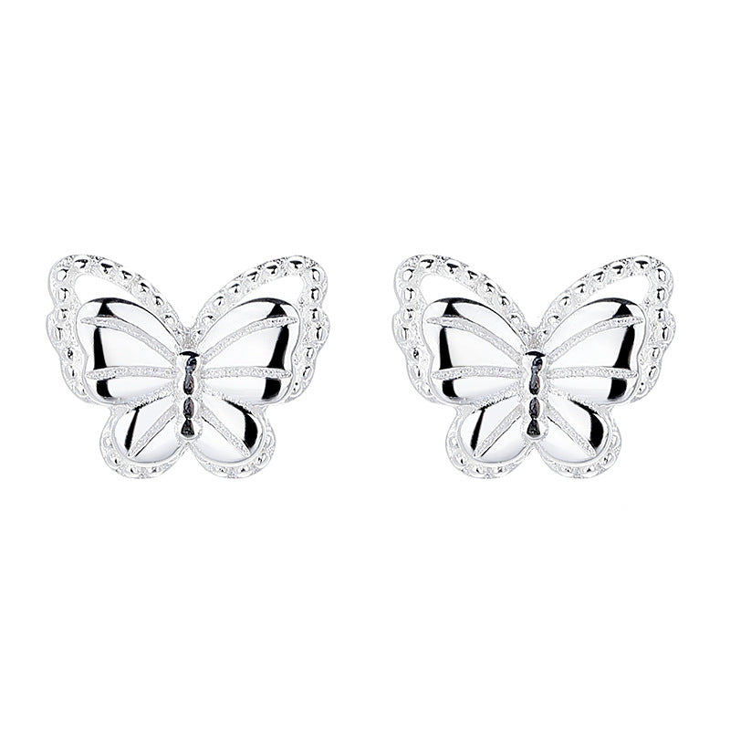 925 Sterling Silver Butterfly Screw Back Stud Earrings