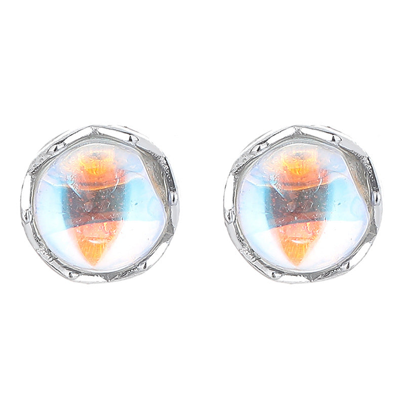925 Sterling Silver Moonstone Screw Back Stud Earrings