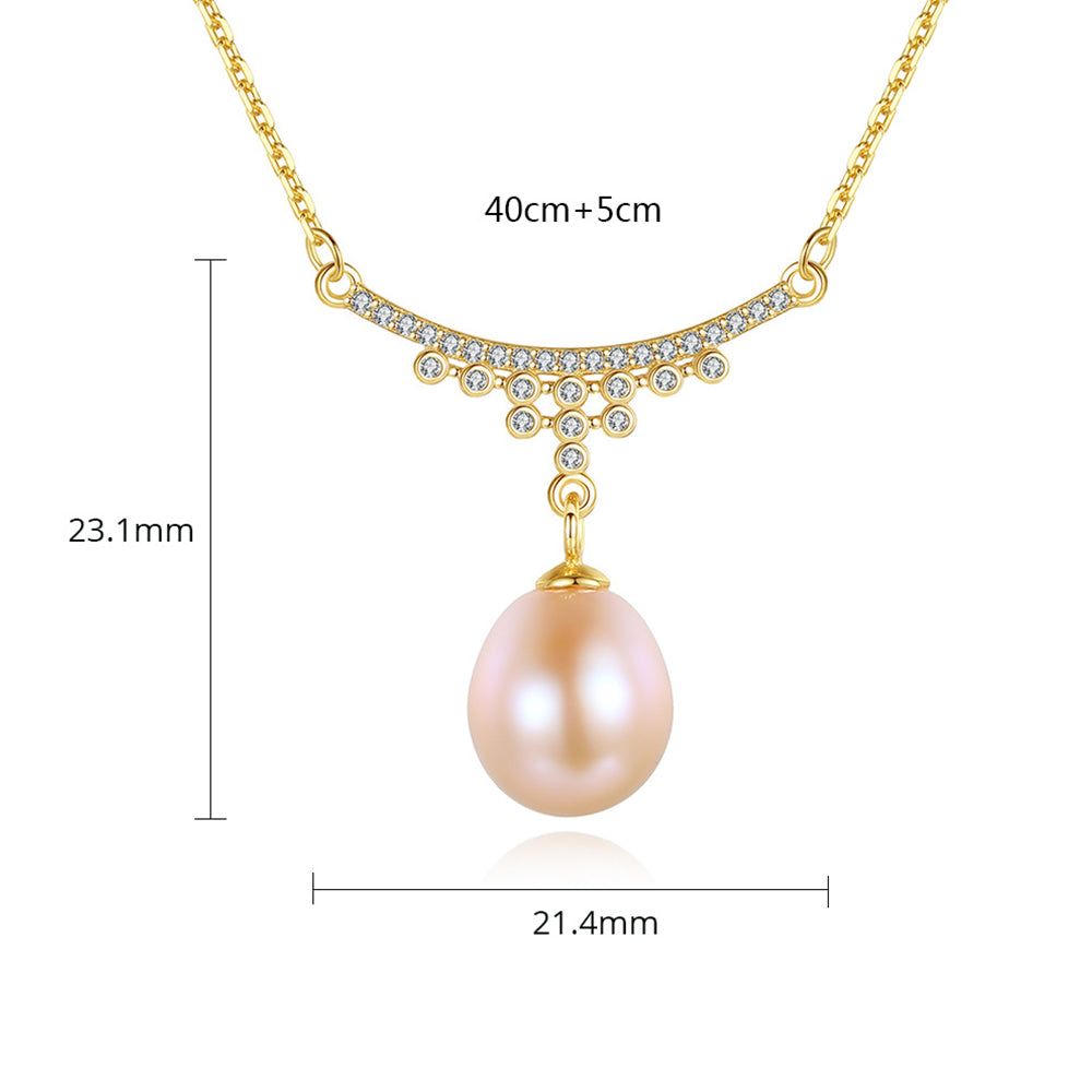 925 Sterling Silver Natural Pearl Drop Necklace Fashion Jewelry Gift for Women Girls