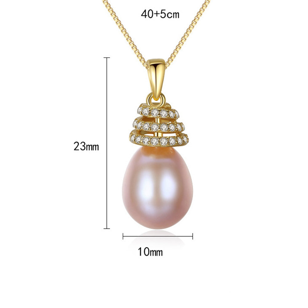 925 Sterling Silver Natural Pearl Drop Necklace Fashion Jewelry Gift for Women Girls